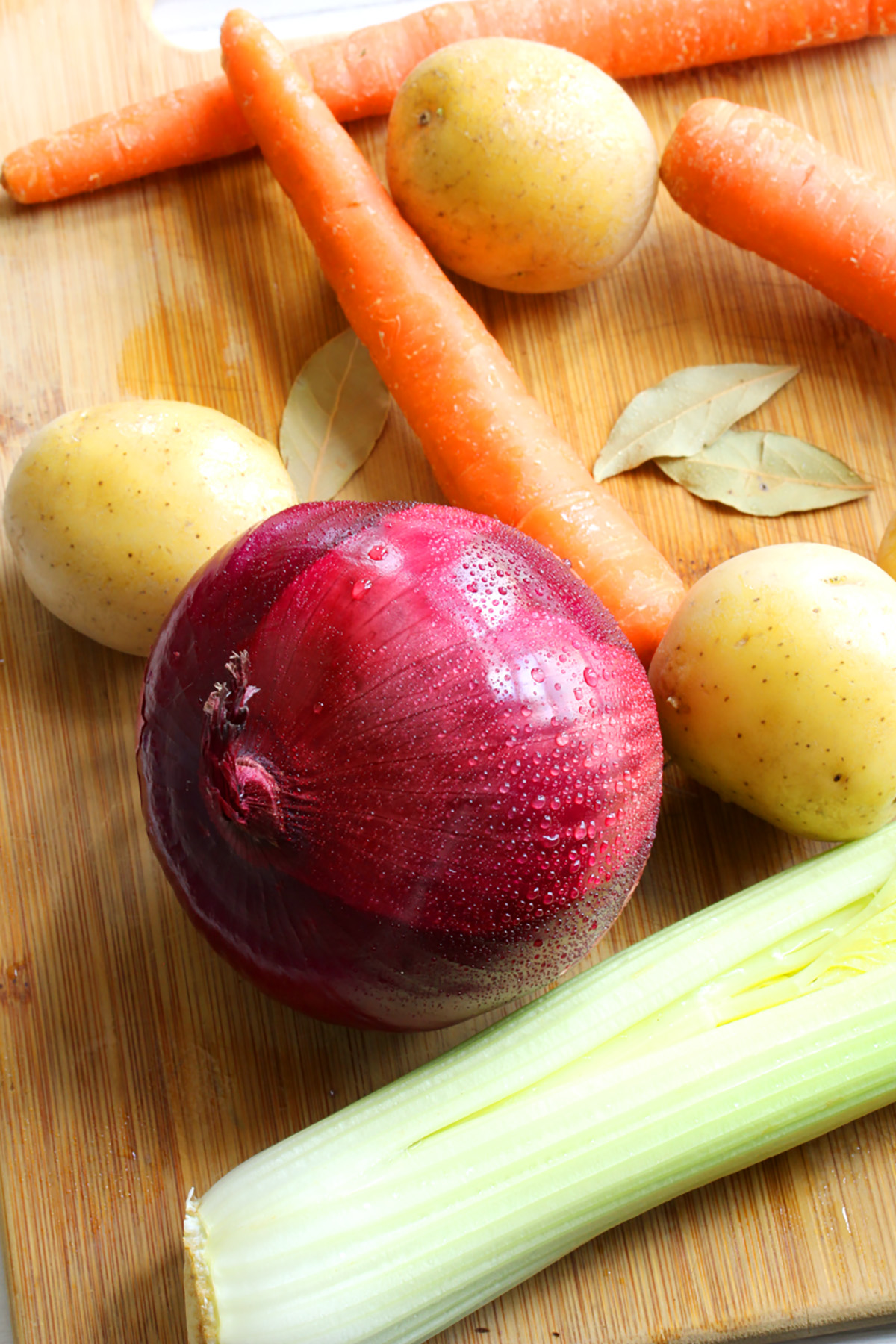 Fresh vegetables for low sodium beef stew recipe.