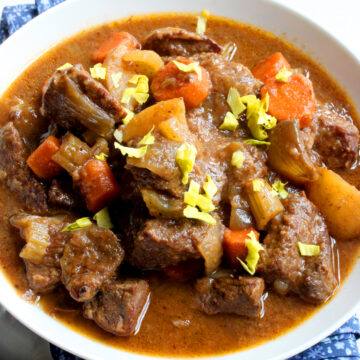 A bowl of low sodium beef stew