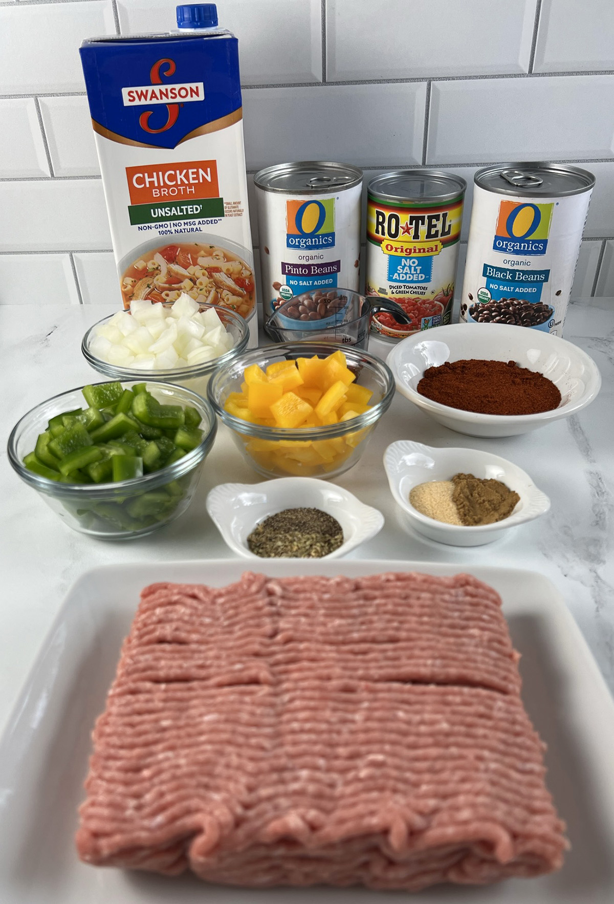 Ingredients for Instant Pot low sodium turkey chili