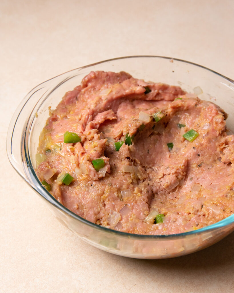 Meat mixture for low-sodium turkey meatloaf.