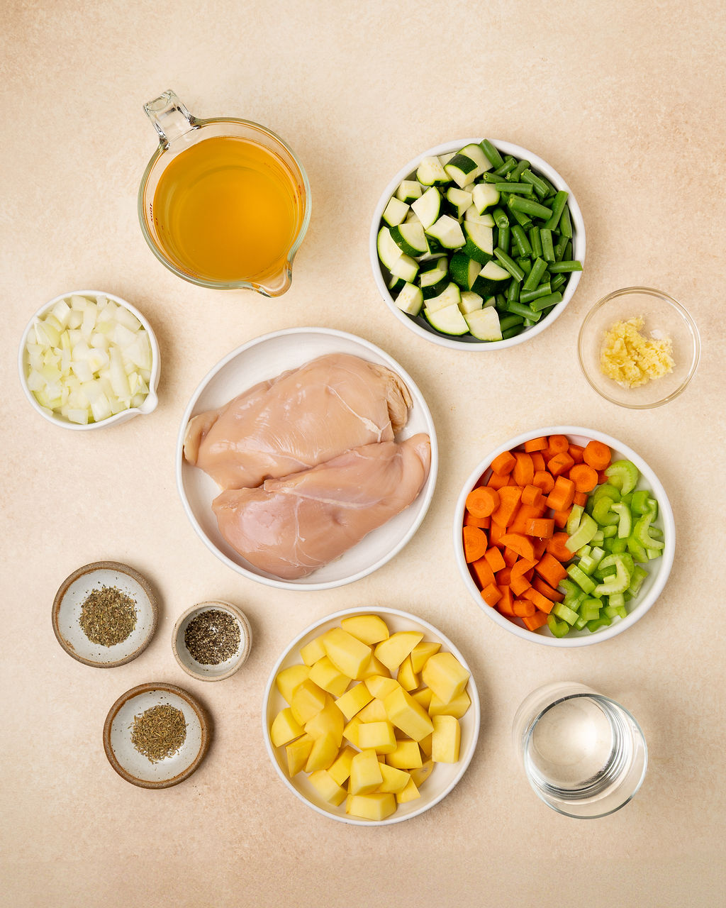 Ingredients for low sodium chicken and vegetable soup.
